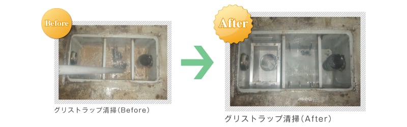 グリストラップ清掃(Before) グリストラップ清掃(After)